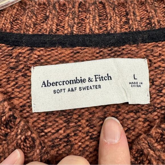 Abercrombie & Fitch Orange Crew Neck Sweater Mens L Casual Preppy Pullover - Picture 6 of 10
